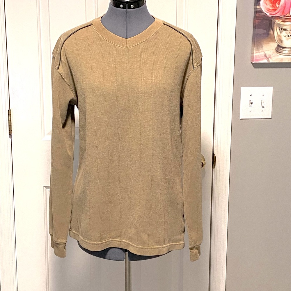 Columbia men’s pullover v-neck sweatshirt tan M 723